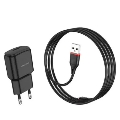 СЗУ Borofone BA48A 2,1A с кабелем Lightning черный