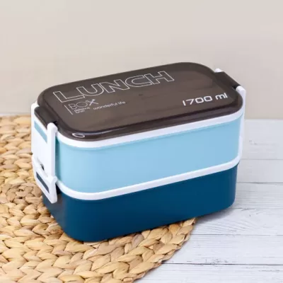 Ланчбокс "New style", blue (ложка+вилка)