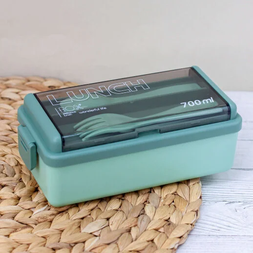 Ланчбокс "Life every day", green (ложка+вилка)