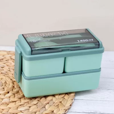 Ланчбокс "Big life", green (ложка+вилка)