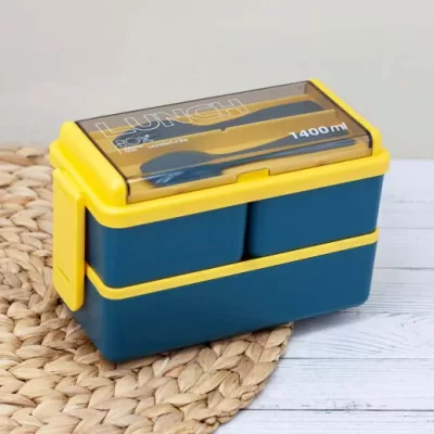 Ланчбокс "Big life", yellow-blue (ложка+вилка)