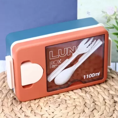 Ланчбокс "Tasty food", orange-blue (ложка+вилка)