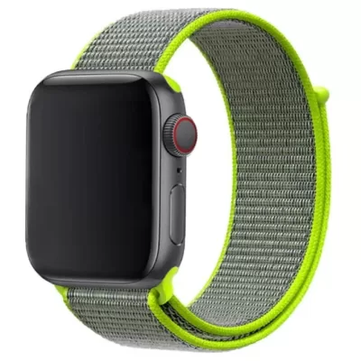 Ремешок для Apple Wach 42-44 mm (нейлон)салатовый с серым