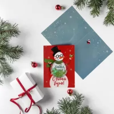 Открытка-шейкер «Снеговик», 12 х 16 см 5116839