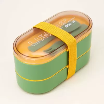 Ланчбокс "Matt", green (ложка+вилка)