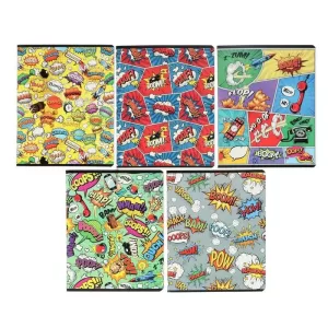 Тетрадь 48 листов в клетку "Комикс", обложка мелованный картон, выборочный УФ-лак, блок офсет, МИКС