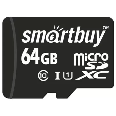 Карта памяти MicroSD 64 GB Smartbuy 10 класс (adapter)