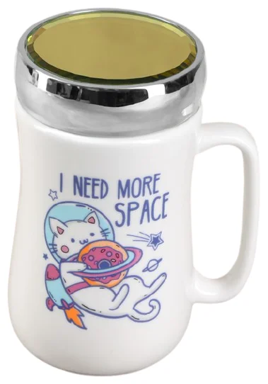 orig (38) Кружка с зеркальной крышкой Доляна «Невесомость», 450 мл 9,8×7,8×14,2 см