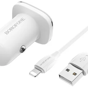 АЗУ Borofone 2 USB с кабелем Lightning BZ12 белый