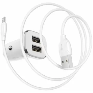 АЗУ Borofone 2 USB с кабелем Micro BZ12 белый