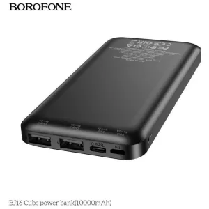 Внешний АКБ Borofone 10000mAh BJ16, 2USB, 1Type-C, дисплей, черный