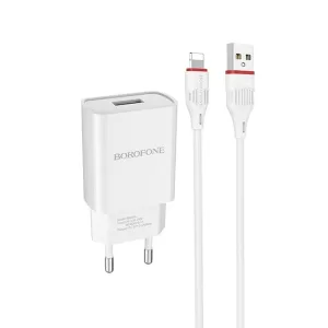 СЗУ Borofone BA20A 2,1A с кабелем Lightning белый