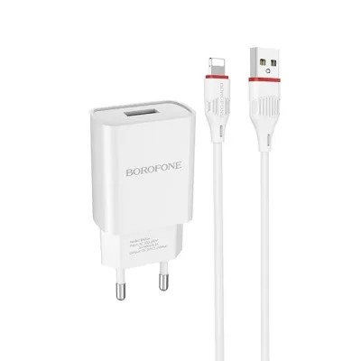 СЗУ Borofone BA20A 2,1A с кабелем Lightning белый