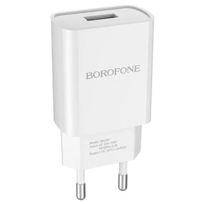 СЗУ Borofone BA20A 2,1A с кабелем Micro белый