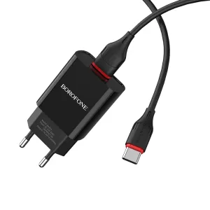 СЗУ Borofone BA20A 2,1A с кабелем Type-C, черный