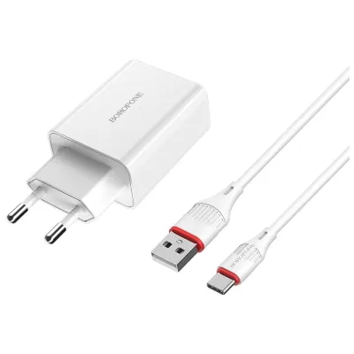 СЗУ Borofone BA21A 3A 18W с кабелем Type-C (Quick Charger) белый