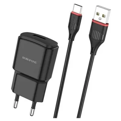 СЗУ Borofone BA48A 2,1A с кабелем Type-C черный
