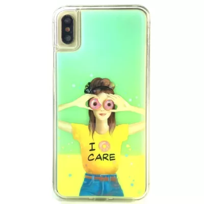 Чехол для iPhone XS Max Neon case Lux силикон (I donut care)