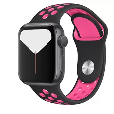 Ремешок для Apple Watch 38mm Sport Style (Черно-малиновый S)