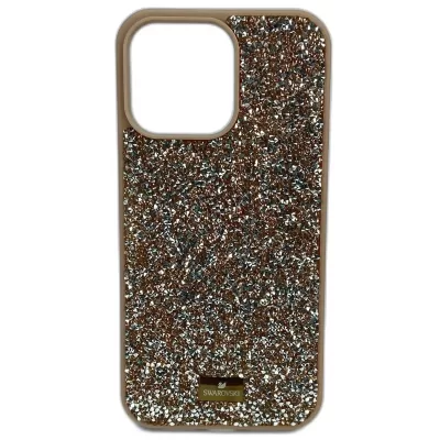 Чехлы для iPhone 14 PRO "SWAROVSKI" (Gold)