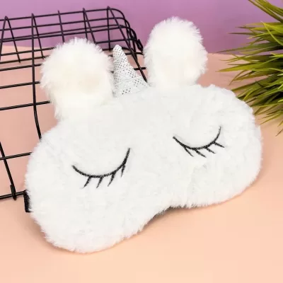 Маска для сна "Sleeping unicorn with a silver horn", white