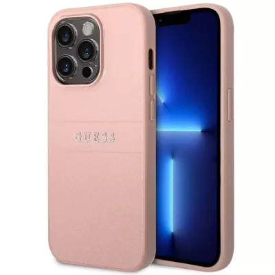 Чехол iP 14 Pro GS Saffiano Metal Logo (Pink)