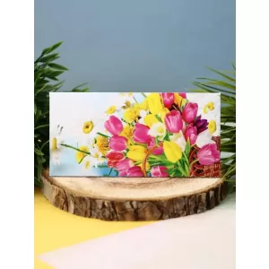 Конверт для денег "Цветочный", голубой