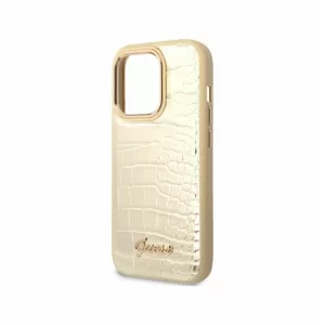Чехол iP 14 Pro Max GS Croco with Metal Logo (White)
