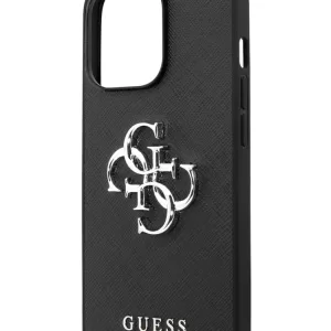 Чехол iP 14 Pro Max GS Saffiano Big Metal Logo (Black)