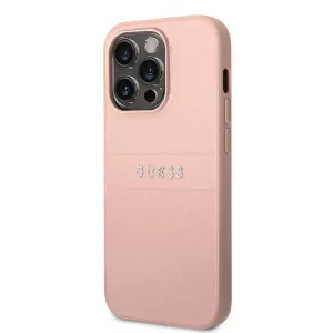 Чехол iP 14 Pro GS Saffiano Metal Logo (Pink)