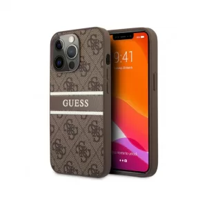 Чехол iP 14 Pro GS Stripe Printed Logo (Brown)