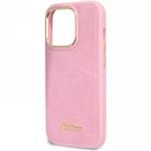 Чехол iP 14 Pro Max GS Croco with Metal Logo (Pink)