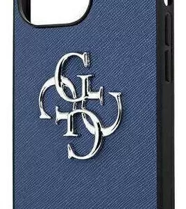 Чехол iP 13 Pro Max GS Saffiano Big Metal Logo (Blue)