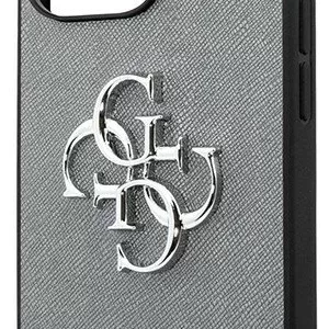 Чехол iP 14 Pro Max GS Saffiano Big Metal Logo (Gray)