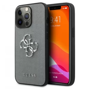 Чехол iP 13 Pro Max GS Saffiano Big Metal Logo (Gray)