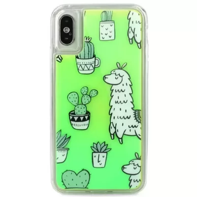 Чехол для iPhone XS Max Neon case Lux силикон (Ламы)