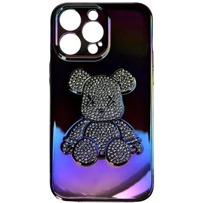 Чехол iP 13 Pro Bear Diamond (Gradient black)