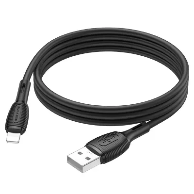 Кабель USB/Lightning Borofone BX86 (1м), силикон, черный