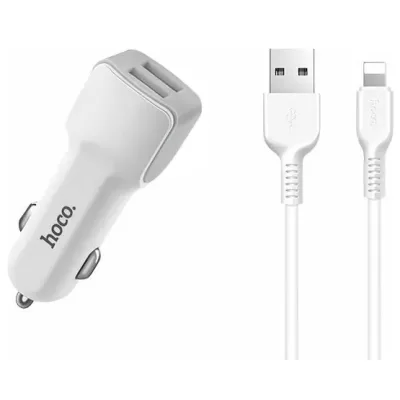 АЗУ Hoco Z23 2USB с кабелем Lightning USB 2.4A белый
