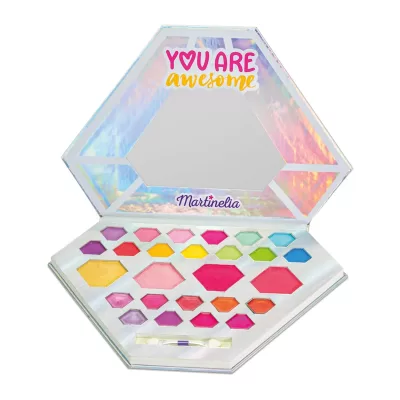 Martinelia, Super girl, Палетка теней Бриллиант 13 мерцающих оттенков теней, хайлайтер, 3 оттенка ру