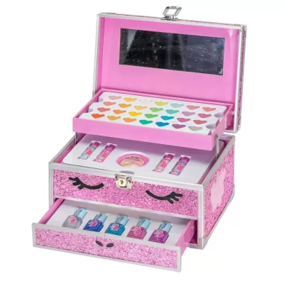 Martinelia, Мечты единорога, Большой блестящий кейс 28 оттенков теней, 5 лаков для ногтей, 4 бальзам