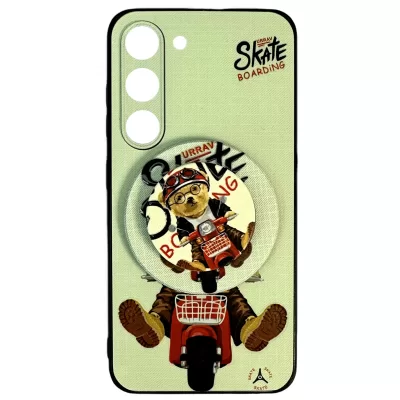 Чехол для Samsung S23 Plus Boter Case+Magsafe grip (Bear on a moped)