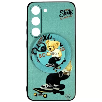 Чехол для Samsung S23 Plus Boter Case+Magsafe grip (Bear on a skateboard)