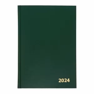 Ежедневник датированный 2024 года А5 168 листов, бумвинил, Зеленый