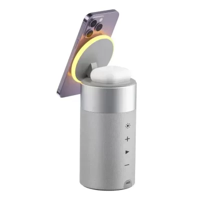 Зарядная станция 2in1+Speaker WiWU Wi-W022 (Silver)