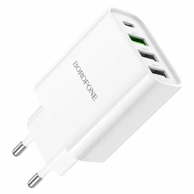 СЗУ Borofone BA79A 3xUSB 1xUSB-C 3.0A PD 20W+QC3.0 быстрая зарядка, белый