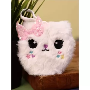 Блокнот плюшевый "Cat bow", white