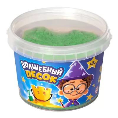 Игрушка кинетический песок "Волшебный песок" 700 гр., ведерко, зеленый