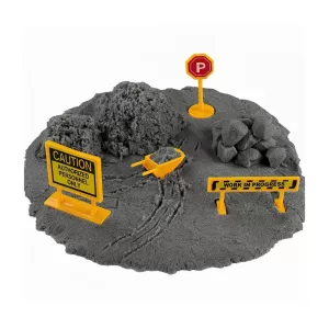 Кинетический песок "Космический песок" 400 г в наборе со знаками, серый-асфальт