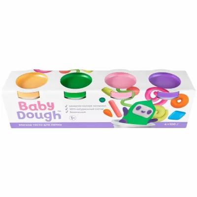 Игрушки для детей старше одного года с маркировкой "BABY DOUGH": тесто для лепки, 4 цвета, №1 пасте